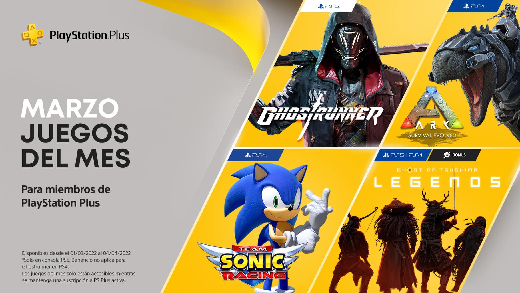 Desvelados los juegos de PlayStation Plus del mes de marzo