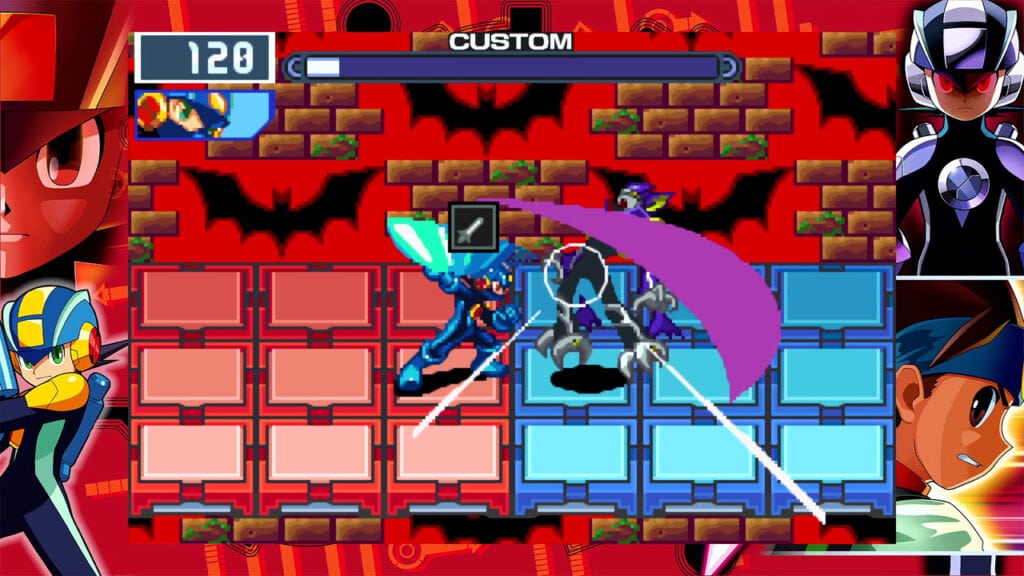 Mega Man Battle Network - Combates dinámicos en cuadriculas de 3x3 para cada jugador.